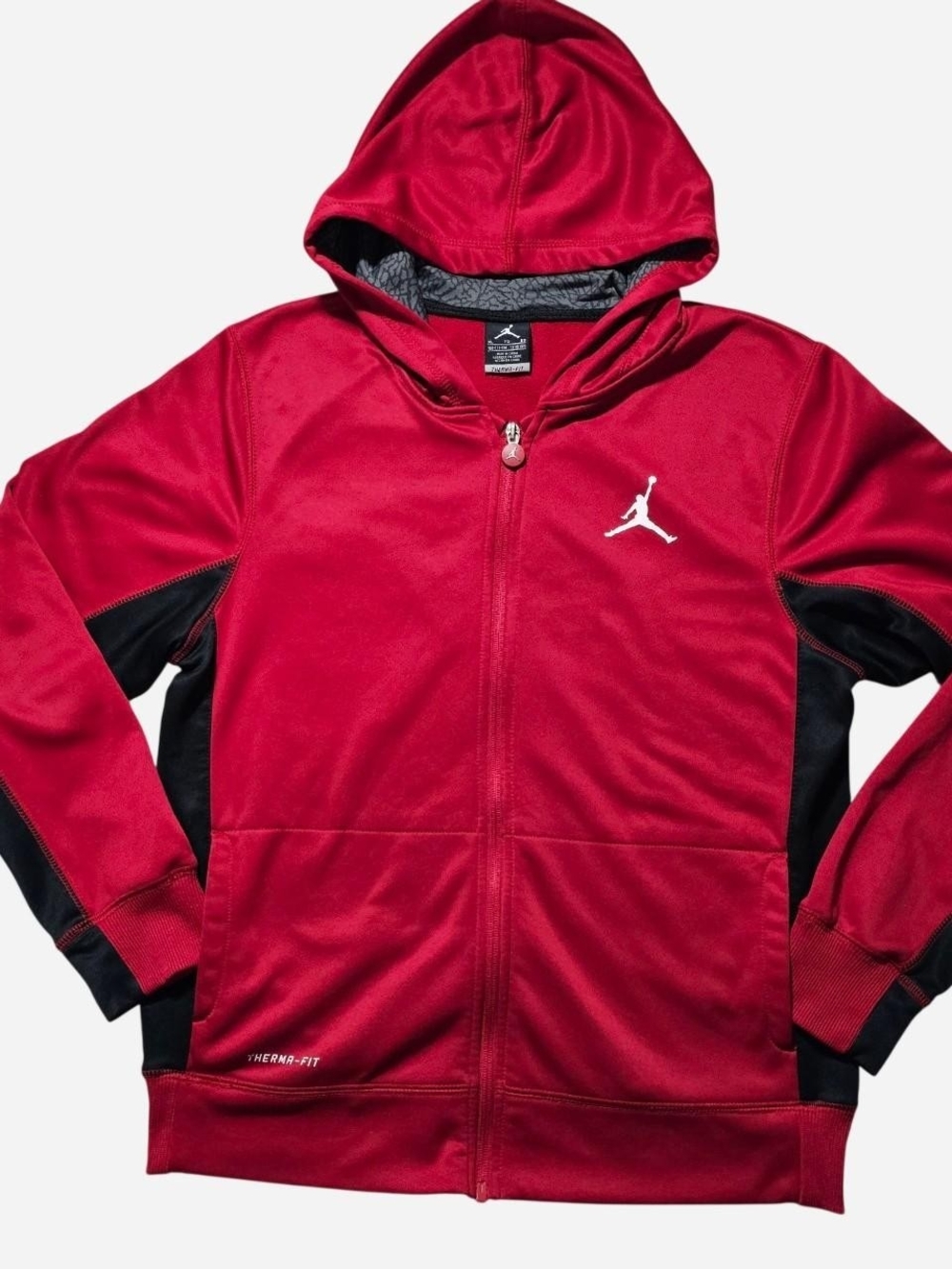 Jordan Red and Black Kids Zip-Up Hoodie with Jumpman Logo